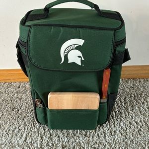 Like new Michigan state Spartans Picnic Time wine cooler and cheese board set.